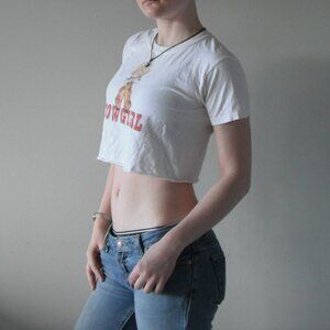 100% Cotton Womens S-M Cowgirl Crop Top Short Sleeve Tshirt